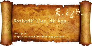 Rothmüller Ákos névjegykártya